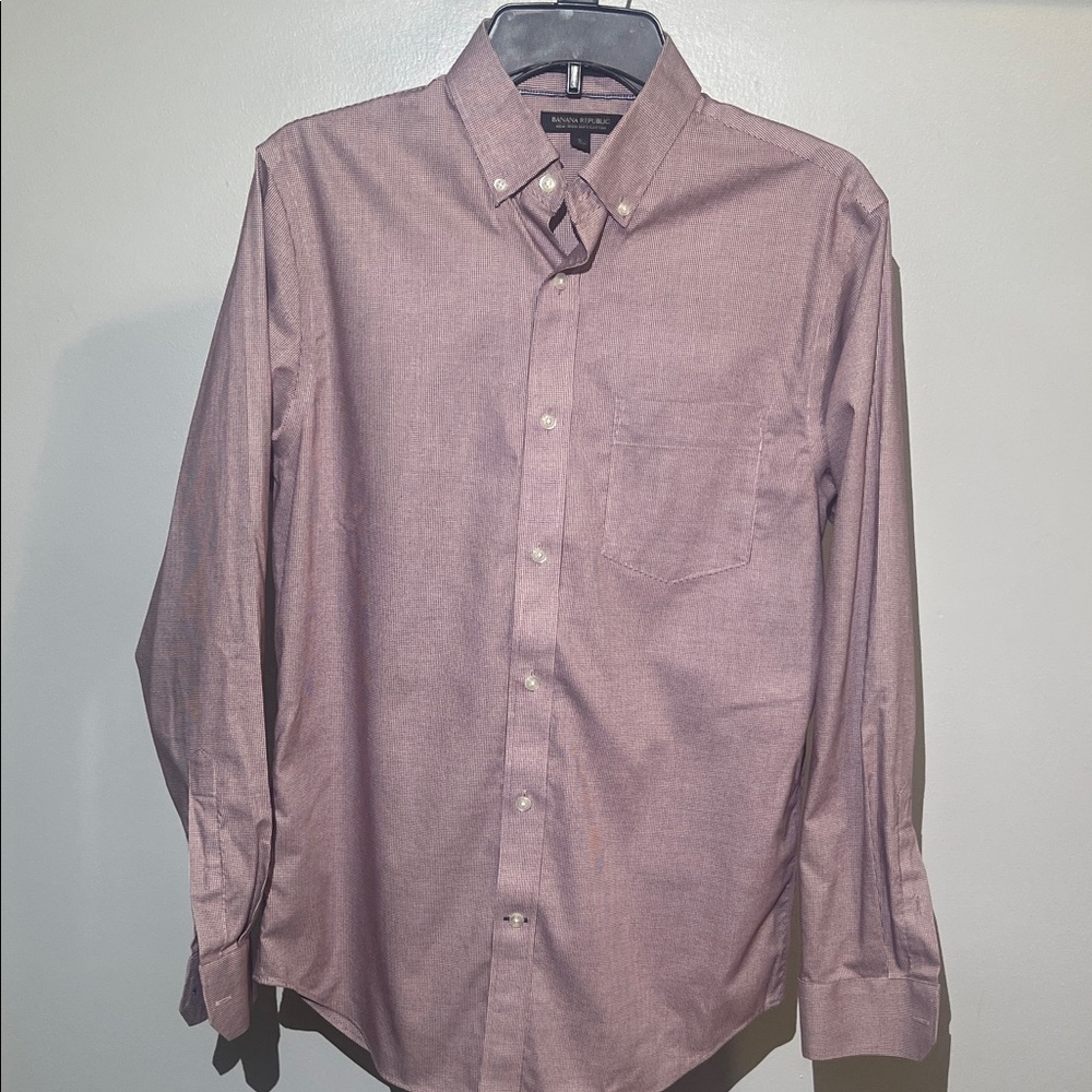 Banana Republic Men's Casual Button-Down Shirt Burgundy small #860